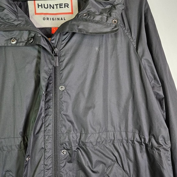 Hunter‎ Original Swing Jacket Women's L Black Hooded Cinch Waist Lightweight - Picture 2 of 14